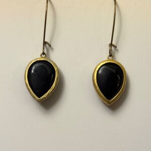 Black and Gold Teardrop Earrings